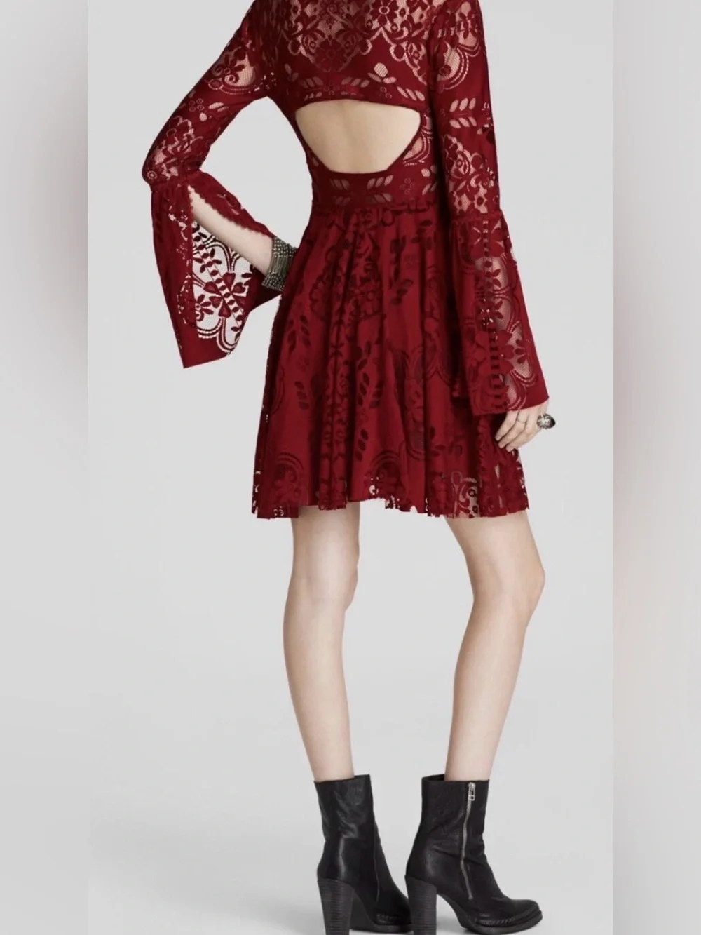 Free People Lace Lovers‎ Folk Song Bell Sleeve Boho Dress - Size 2